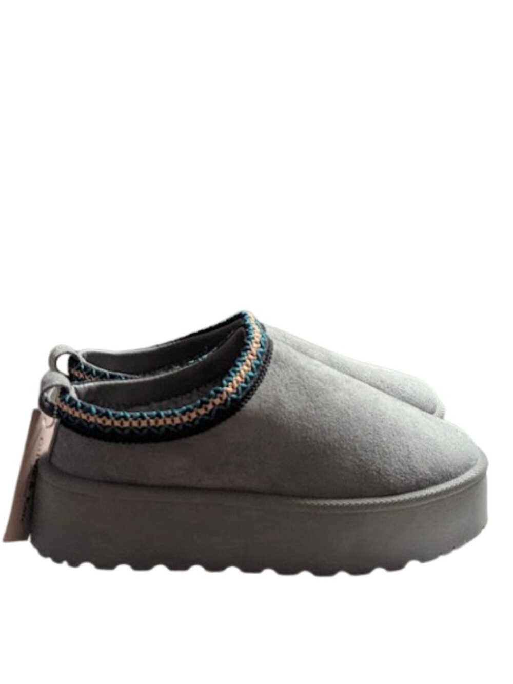 Olivia & Kate Low Slung Embroidered Platform Gray Slip-On Boot Size 9.5 NWT/NWOB